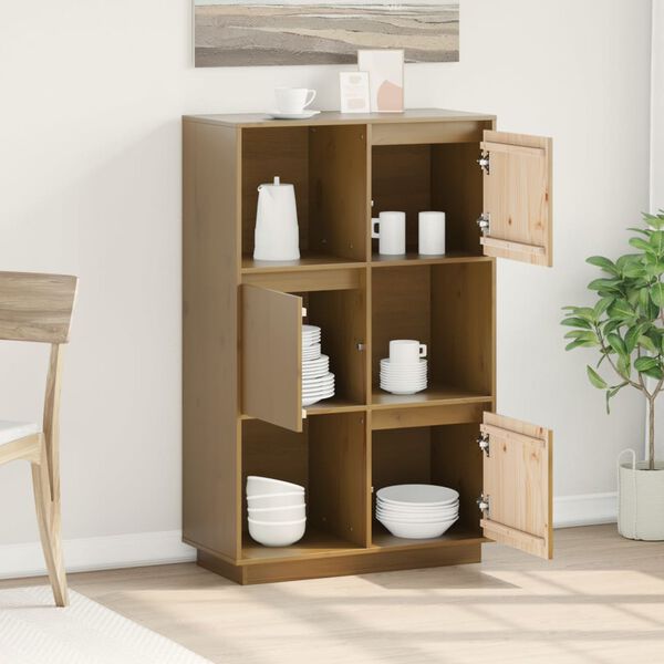 vidaXL Credenza Marrone Ambrato 74x35x117 cm in Legno Massello di Pino