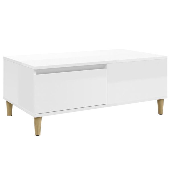 vidaXL Tavolino Salotto Bianco Lucido 90x50x36,5 cm Legno Multistrato