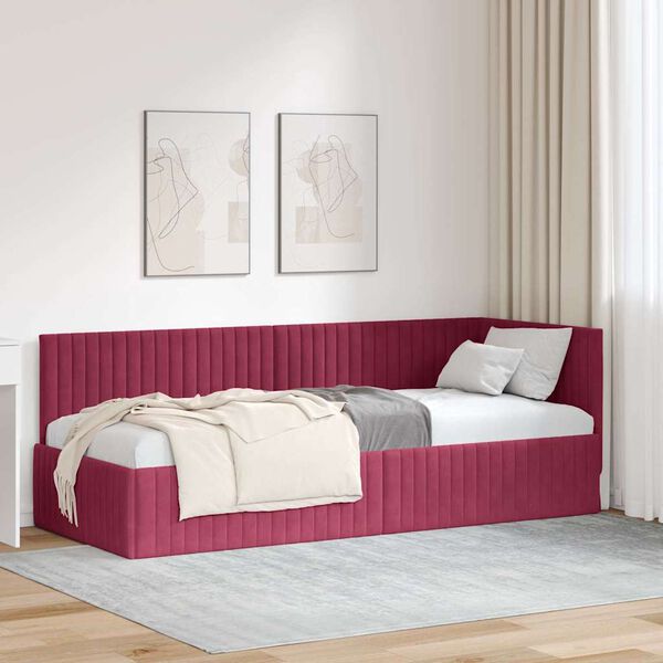 vidaXL Cornice del letto ad angolo Rosso Vino 80 cm x 200 cm Velluto