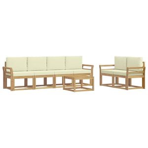 vidaXL Set di divani da esterno con cuscino 7 pcs Bianco e Crema