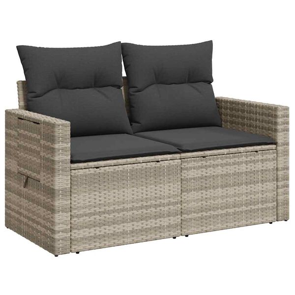 vidaXL Divano da Giardino con Cuscini 2 Posti Grigio Chiaro Polyrattan
