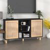 vidaXL Credenza Nera 105x30x60cm Legno Massello Pino e Rattan Naturale