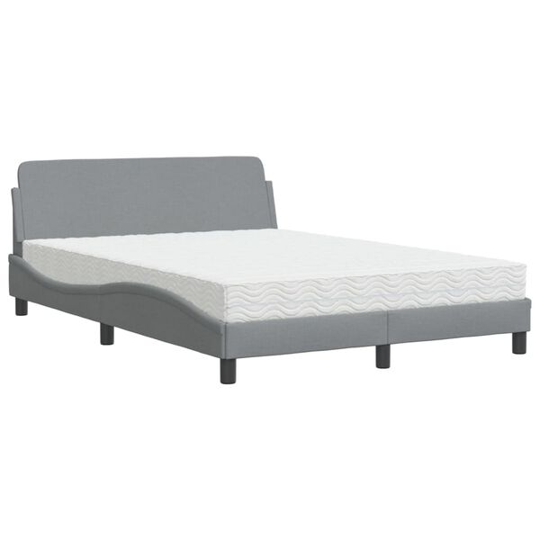 vidaXL Letto con Materasso Dover Grigio Chiaro 140x200cm Tessuto