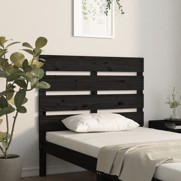 vidaXL Testiera per Letto Nera 75x3x80 cm in Legno Massello di Pino