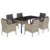 vidaXL Set da Pranzo da Giardino 7 pz Cuscini Polyrattan Grigio Chiaro