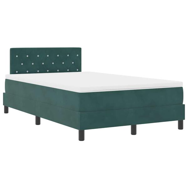 vidaXL Letto a molle con materasso Verde Scuro 120 x 200 cm Velluto