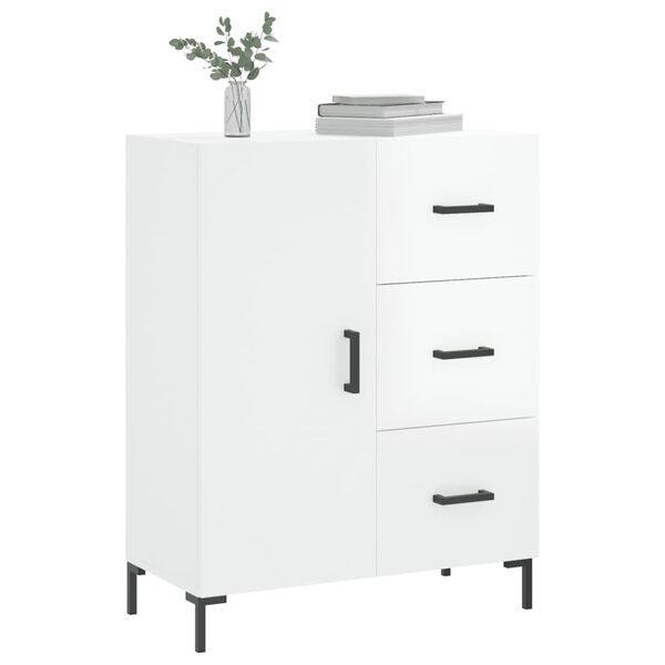 vidaXL Credenza 69,5x34x90 cm in Legno Multistrato Bianco Lucido