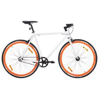vidaXL Bicicletta a Scatto Fisso Bianca e Arancione 700c 59 cm