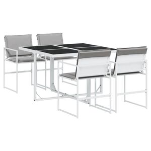 vidaXL Set da Pranzo da Giardino 5 pz con Cuscini Bianco in Textilene
