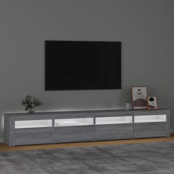 vidaXL Mobile Porta TV con Luci LED Grigio Sonoma 240x35x40 cm