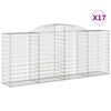 vidaXL Cesti Gabbioni ad Arco 17 pz 300x50x120/140 cm Ferro Zincato