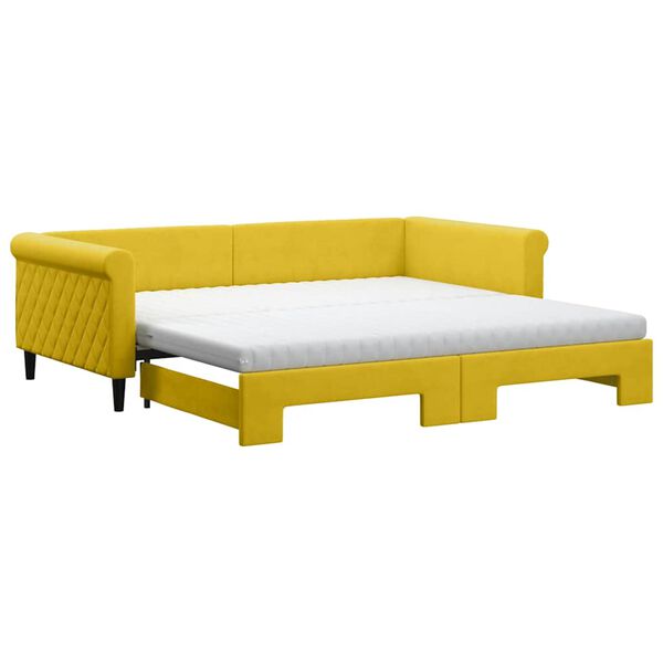 vidaXL Divano Letto Estraibile con Materassi Giallo 100x200 cm Velluto