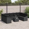 vidaXL Set Divano da Giardino con cuscino 9 pcs Nero polyrattan