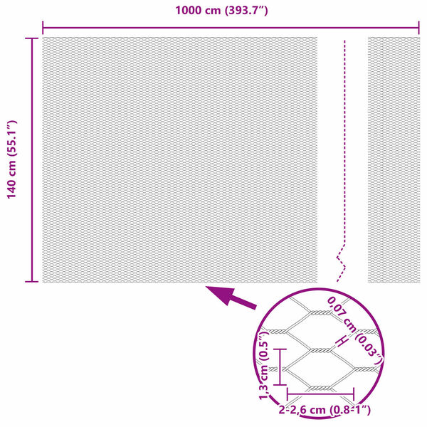 vidaXL Recinzione Esagonale Verde 1.4 x 10 m Acciaio