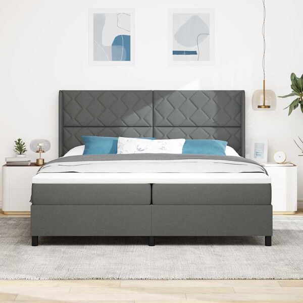 vidaXL Letto a Sorgente LED Grigio scuro 200 x 200 cm Tessuto