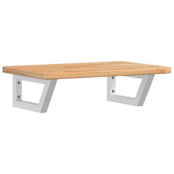 vidaXL Ripiano a Parete per Lavabo in Acciaio e Massello di Rovere