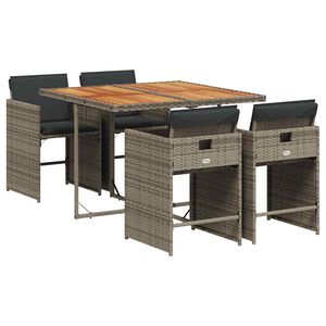 vidaXL Set da Pranzo da Giardino 5 pz con Cuscini in Polyrattan Grigio