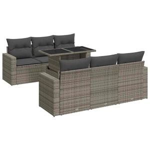 vidaXL Set Divani da Giardino 7 pz con Cuscini Grigio in Polyrattan