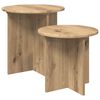 vidaXL Set tavolini 2 pz Rovere Artigianale &Oslash; 45 x 45 cm