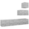 vidaXL Set di Mobili Porta TV 4 pz Grigio Cemento in Legno Multistrato