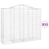 vidaXL Cesti Gabbioni ad Arco 15 pz 200x50x160/180 cm Ferro Zincato