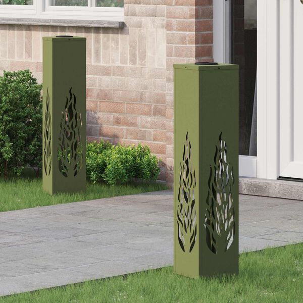 vidaXL Faro LED solare per sentieri 2 pcs Verde oliva