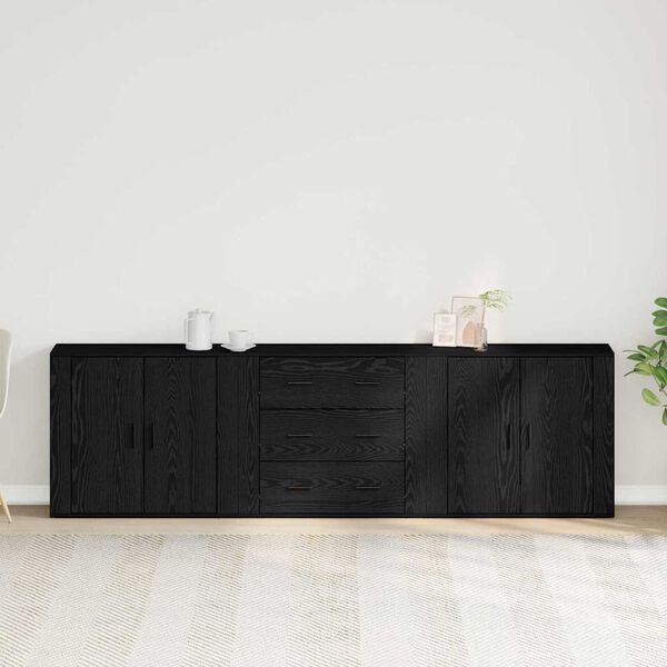 vidaXL Credenza Rovere Nero 240 x 33 x 70 cm Legno multistrato
