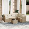 vidaXL Set Divani da Giardino 7 pz con Cuscini Beige in Polyrattan