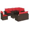 vidaXL Set Divani da Giardino 9 pz con Cuscini Marrone in Polyrattan