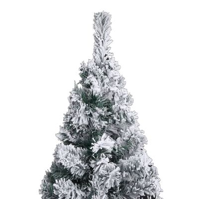 vidaXL Albero di Natale Sottile con Neve Fioccata Verde 210 cm PVC