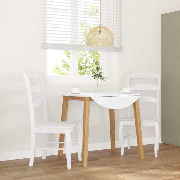 vidaXL Sedie da Pranzo 2 pz Bianche in Legno Massello di Hevea