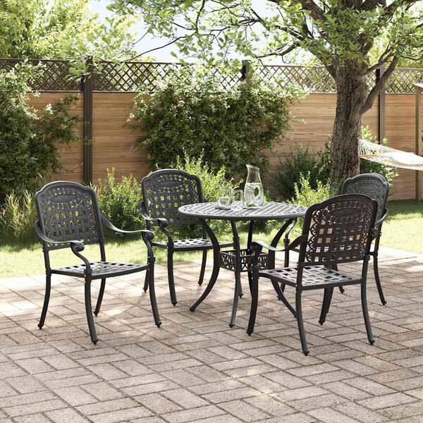 vidaXL Set da Pranzo per Giardino 5 pcs Nero Alluminio