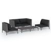 vidaXL Divani da Giardino 5 pz con Cuscini in Polyrattan Grigio Scuro