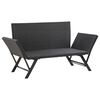 vidaXL Panca da Giardino con Cuscini Nera 176 cm in Polyrattan