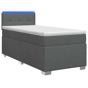 vidaXL Letto con Box Spring, Materasso e LED Grigio Scuro 80 x 200 cm