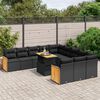 vidaXL Set Divani da Giardino 11 pz con Cuscini in Polyrattan Nero