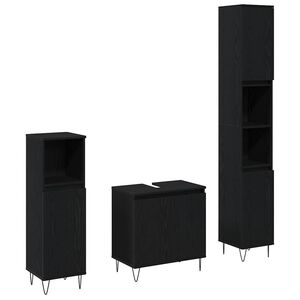 vidaXL Set di mobili per il bagno 3 pcs Rovere Nero 30 x 30 x 190 cm