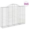 vidaXL Cesti Gabbioni ad Arco 15 pz 200x30x140/160 cm Ferro Zincato