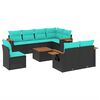 vidaXL Set Divani da Giardino 9 pz con Cuscini Nero in Polyrattan