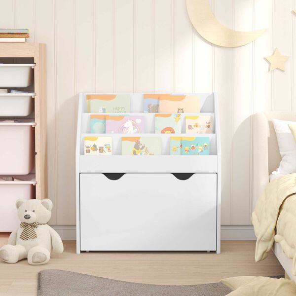 vidaXL Libreria per Bambini Bianco Lucido 60 x 29,5 x 69 cm