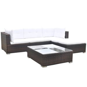 vidaXL Set Divani da Giardino 5 pz con Cuscini in Polyrattan Marrone