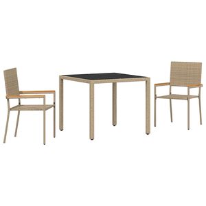 vidaXL Set da Pranzo per Giardino 3 pz Beige polyrattan