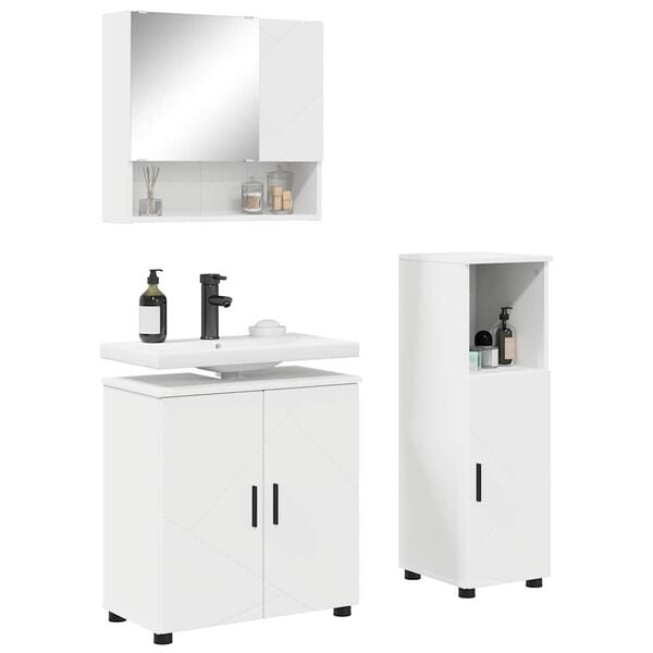 vidaXL Set di mobili per il bagno Montaggio a parete 3 pcs Bianco