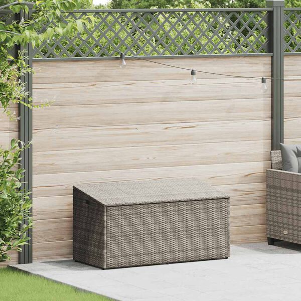 vidaXL Baule da giardino grigio 110x50x58 cm in polyrattan