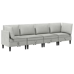 vidaXL Set di mobili per il soggiorno 4 pz Grigio chiaro Tessuto