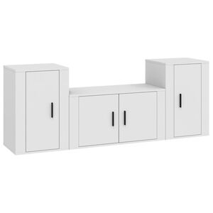 vidaXL Set Mobili Porta TV 3 pz Bianco in Legno Multistrato