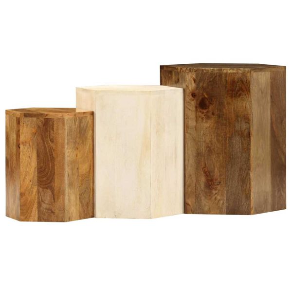 vidaXL Set Tavolini da Salotto 3 pz in Legno Massello di Mango