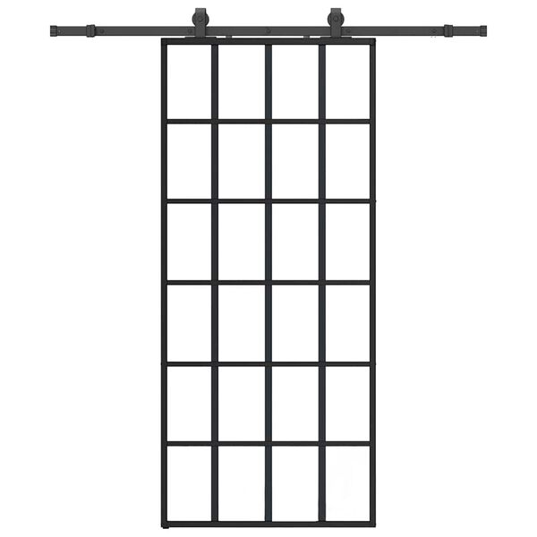 vidaXL Porta Scorrevole con Ferramenta Nera 90x205 cm in Vetro ESG