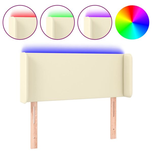 vidaXL Testiera a LED Crema 93x16x78/88 cm in Similpelle