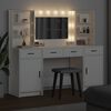 vidaXL Set da tavolo da trucco con LED 3 pcs Bianco Legno multistrato
